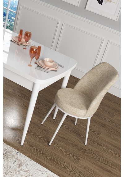 Canisa Concept Zen Serisi 80x132 Mdf Açılabilir Beyaz Mutfak Masası Takımı Ve 6 Krem Sandalye Beyaz Canisa Concept Zen Serisi 80x132 Mdf Açılabilir Beyaz Mutfak Masası Takımı Ve 6 Krem Sandalye Beyaz