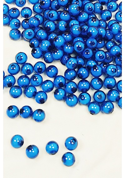 Yuvarlak Boncuk İçten Boncuklu Bileklik Çanta Boncuğu 8 Mm 50 Gr Mavi - Bnc468