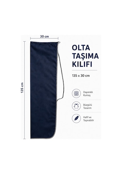 Olta Taşıma Kılıfı 135x30 Cm Büzgülü Dayanıklı Kumaş Balıkçılık Malzeme Çantası