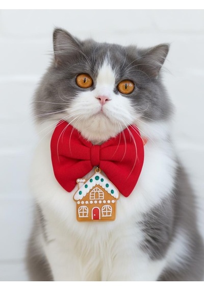Gingerhome Kedi Papyon Tasması Kırmızı Fiyonk Boyun Aksesuarı Noel Temalı Kedi Süsü