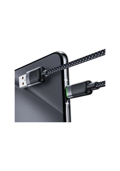 Ca-5650 1.2m Usb-a To Usb-c 6a Siyah Sarilabilir Manyetik Kablo