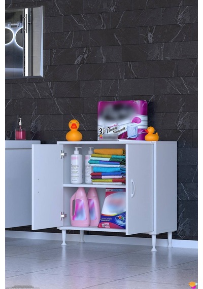 Söke 80 Cm Çok Amaçlı Kapaklı 1 Raflı 2 Bölmeli Şifonyer Dolap Beyaz