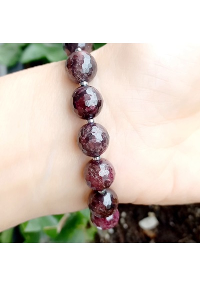 2635 Faset Kesim Garnet Rondela Zirkon El Yapımı Bileklik Bordo