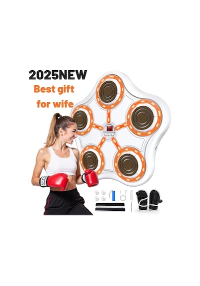 Globalbloom Music Boxing Makinesi White Orange Eş İçin Boks Hedefi Eğitim Ekipmanları Evde Antrenman