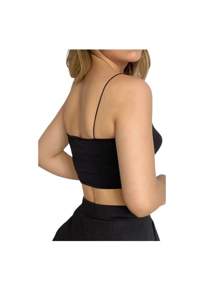 Askılı Crop Bluz-siyah