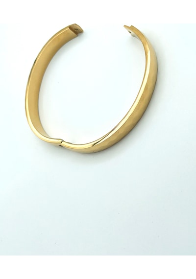 Takı Gezegeni Dokulu Minimalist Gold Paslanmaz Çelik Kelepçe Bileklik