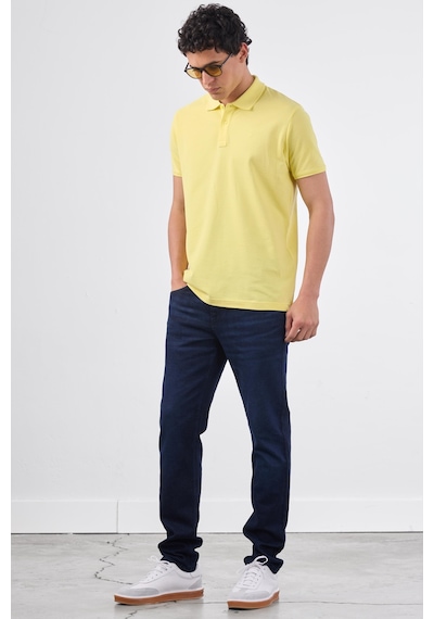 Dufy Sarı Düz Erkek T-shirt - Slim Fit Sarı