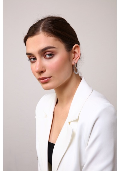 Kadın Kalp Model Küpe Gümüş