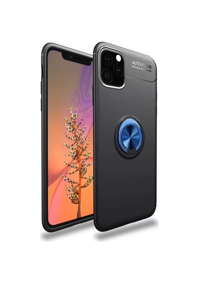 Newface Apple İphone 11 Pro Kılıf Range Yüzüklü Silikon - Siyah-mavi