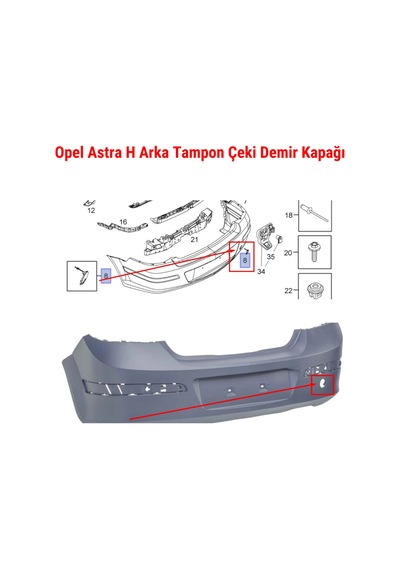 Opel Astra H Sedan Tampon Çeki Demiri Kapağı Arka 93192245 - 222736
