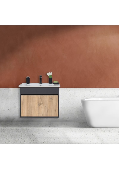 Aras Lavabolu Asma Alt Dolap Antrasit/Atlantik Çam 55X44X58 Cm Antrasit - Atlantik Çam