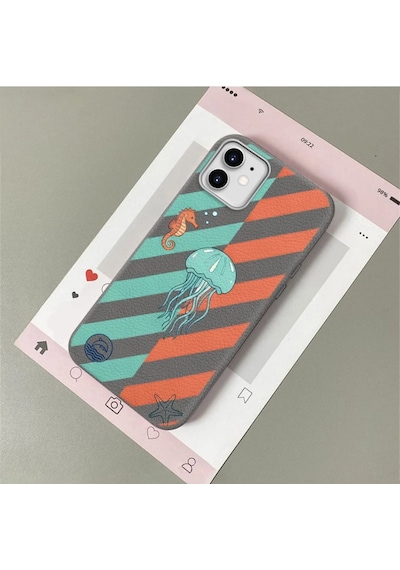 İphone 11 Uyumlu Gri Deri Dokulu Silikon Kamerayı Korur Şok Emici Kılıf 7