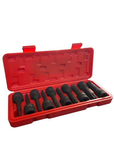 10 Parça 1/2 Darbeli Havalı Torx Lokma Seti T25-T30-T40-T45-T50-T55-T60-T70-T80-T90