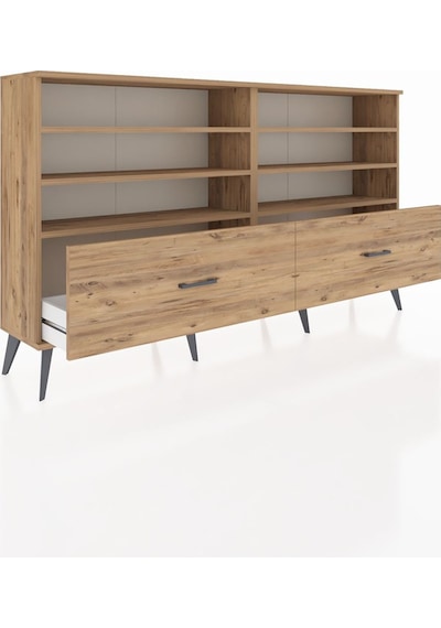 Arges Konsol 6 Raflı 2 Çekmeceli 176x30x99 Çam-çam Çam-çam