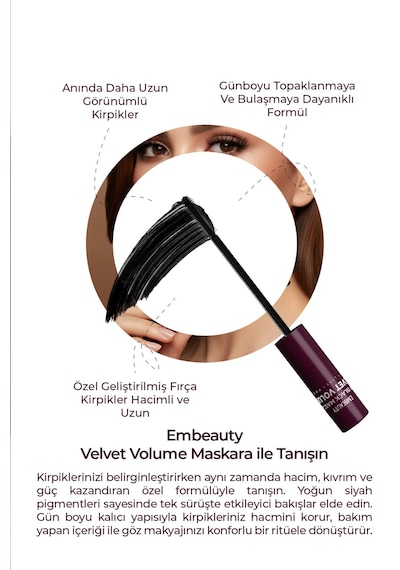 Embeauty Ultra Siyah Dolgunlaştırıcı Maskara Hacim Ve Uzunluk Etkili Siyah