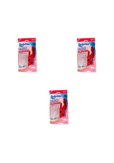 Dolphin Lateks Bulaşık Temizlik Eldiveni - Kırmızı - Xl - No : 10 - 3 Çift - Paket