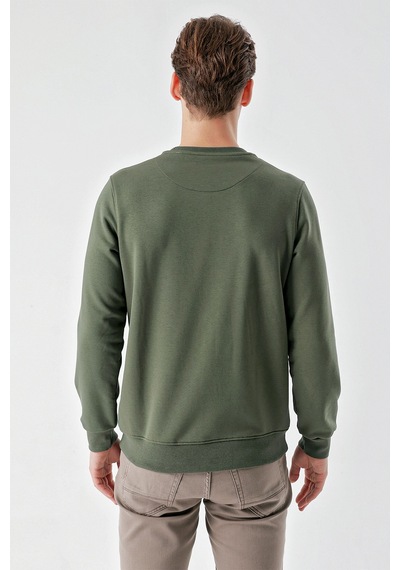 Morven Erkek Yeşil Basic Bisiklet Yaka Sweat-shirt Yeşil