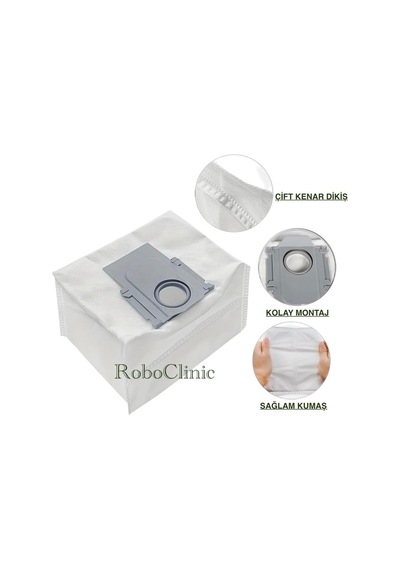 Roborock Q8 Max Plus Robot Süpürge Uyumlu Toz Torbası, Fırça, Hepa Filtre Set-9 Parça