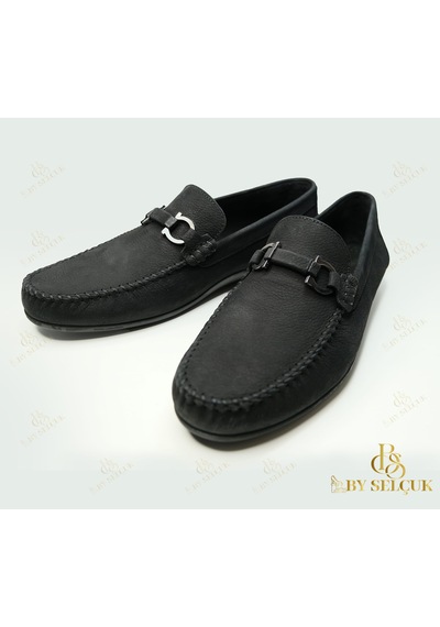 Loafer Nubuk Deri Siyah Nubuk