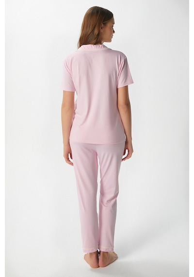 Ritnice Kadın Julia Pembe Fiyonklu Alt Üst Pijama Takımı Pembe