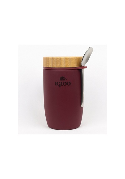 Bambu Kapak Yemek Termosu 500ml Çelik Termos Bordo 12 Saat Sıcak Tutar Bordo
