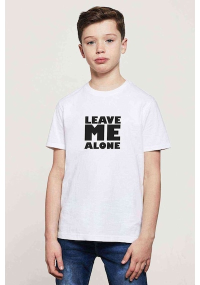 Tshirthane Leave Me Alone Baskılı Unisex Çocuk Beyaz T-Shirt