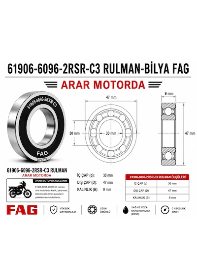61906-6096-2rsr-c3 Rulman-bilya Fag 30 47 9