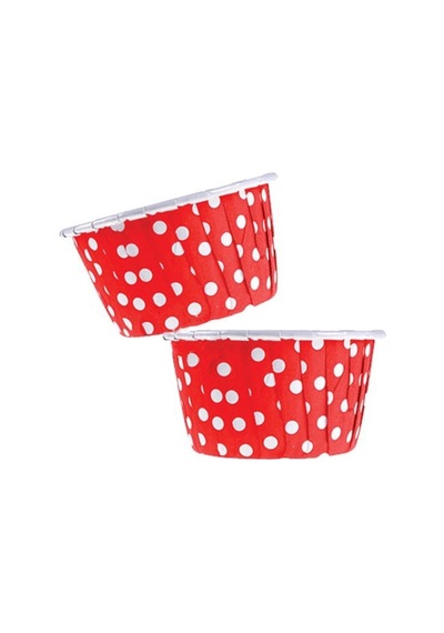 Bens Cup Cake Sufle Kapsülü Muffin Kapsülü Kırmızı Puantiyeli 25 Adet 50x39mm Kağıt Beyaz Diğer