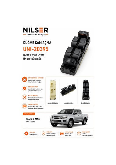 Isuzu D-max Cam Düğme Ön Sol 2004-2012 Dörtlü