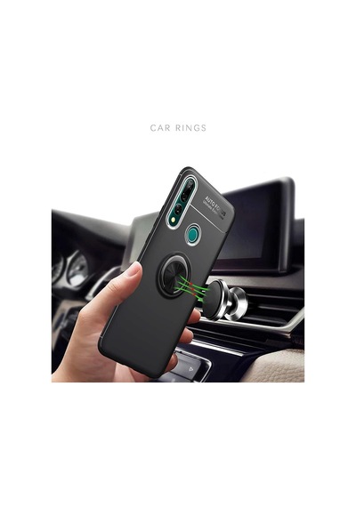 Huawei P30 Lite Kaliteli Yüzüklü Stant Kilif 319247499 - Renk / Siyah