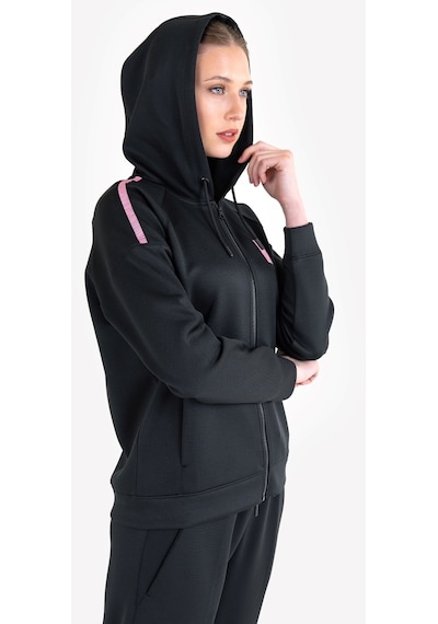 Lescon Siyah Kadın Fermuarlı Kapüşonlu Sweatshirt 23n-2128