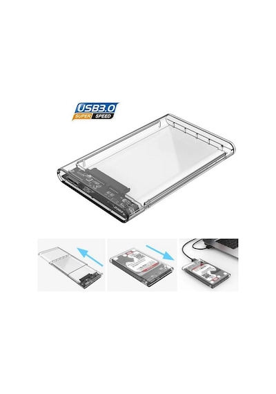 Transparan 2.5 İnç Sata Usb 3.0 Harddisk Kutusu Notebook Ssd İçin