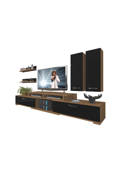 Decoraktiv Flex 5d130 Mdf Tv Ünitesi Tv Sehpası Ceviz - Siyah