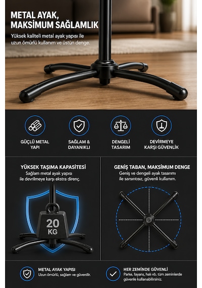Evolwix 16'' İnç Siyah Ayaklı Vantilatör