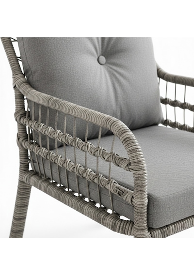 Capri Swing Pisa Üçlü Rattan Bahçe Balkon Oturma Grubu Gri 800