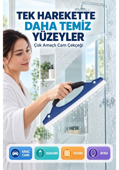 30 Cm Çok Amaçlı Cam Çekçeği Araç Camı Duşakabin Fayans Ayna Pencere Temizleme Aparatı Ergonomik Sap Renkli