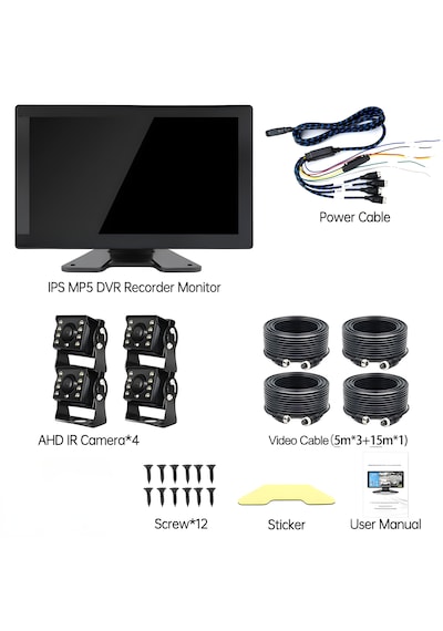 İdragon 10.1 İnç Ips 4 Kameralı Dvr Profesyonel İş Makinesi Ve Ağır Vasıta Kamera Sistemi