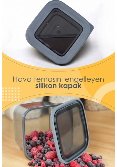 İronika 12'li Sızdırmaz Kapaklı 650 Ml Sosluk Buzluk Kabı Et Tavuk Suyu Ezme Kışlık Hazırlık Kabı Antrasit
