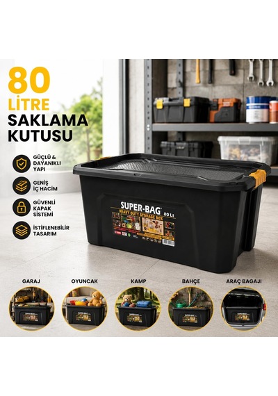 Super Bag 80 L Kapaklı Saklama Kutusu, Ağır Hizmet Plastik Depolama Kutusu, Çok Amaçlı Eşya Düzenleme Ve Saklama Kabı, Darbeye Dayanıklı, Ev Garaj Dep Çok Renkli Super Bag 80 L Kapaklı Saklama Kutusu, Ağır Hizmet Plastik Depolama Kutusu, Çok Amaçlı Eşya Düzenleme Ve Saklama Kabı, Darbeye Dayanıklı, Ev Garaj Dep Çok Renkli