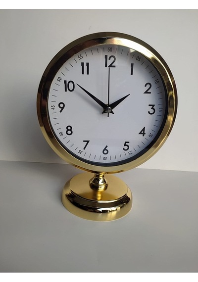 Altın Gold Renkli Metal Ofis Salon Masa Saati 25*20 cm B3