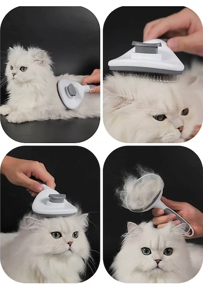Tilbe Home Otomatik Temizlenen Tuşlu Evcil Hayvan Fırçası Kedi Köpek Tarağı