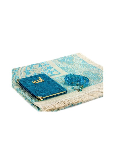 Pvc Kutulu Seccade Seti - Kadife Kaplı Yasin - Seccade - Tesbih - (479778387)