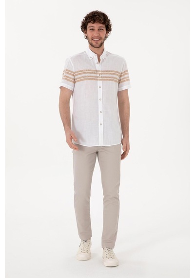 U.S. Polo Assn. U.s. Polo Assn. Erkek Kısa Kollu Regular %100 Pamuk Gömlek 2172106 Camel