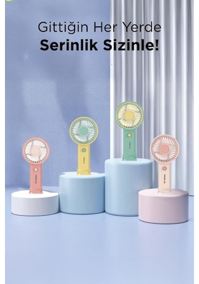 Torima F-27 Pembe Taşınabilir Şarj Edilebilir Mini El Fanı Ve Masa Fanı Soğutucu Pervane