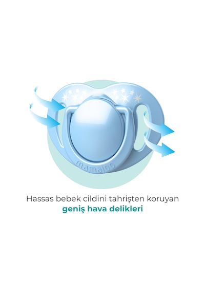 Mamajoo Ortodontik Emzik Seti 0 Ay+ Powder Blue | İkili, Silikon, Damaklı | Sterilizasyon & Saklama Kabı