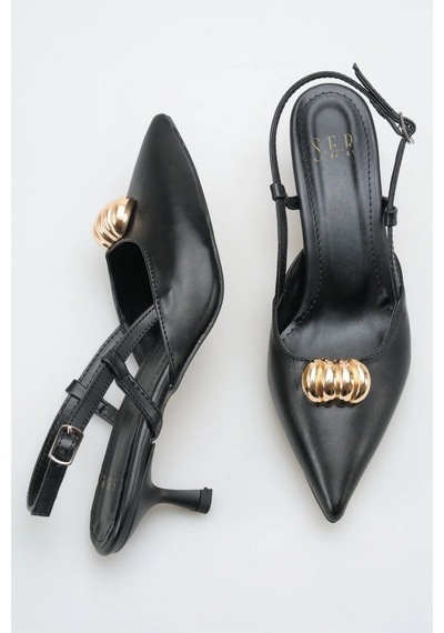 Sermoda Topuklu Kadın Ayakkabı - 5 Cm İnce Topuklu Sivri Burun Kadın Stiletto Ayakkabı Siyah