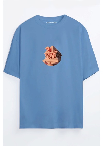 21st Century Sucks Unisex Siyah - Beyaz Oversize T-shirt Mavi