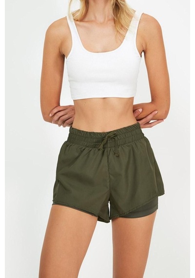 Ersefa Moda Örme Normal Bel Boru Paça Sportswear Haki Paraşüt Kumaş 2 Ka