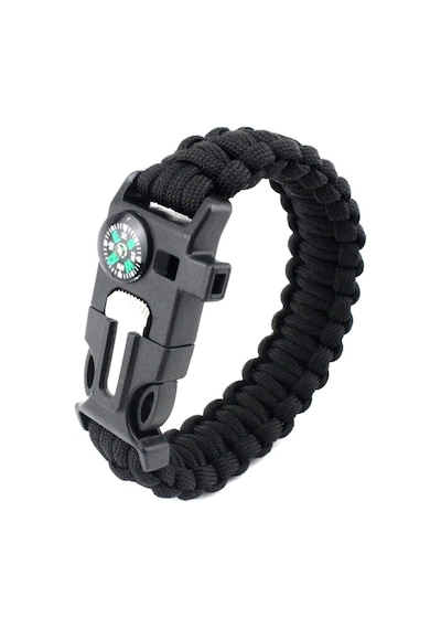 Kampçılık 9595 Pusulalı & Magnezyum Çubuklu Paracord Bileklik Siyah
