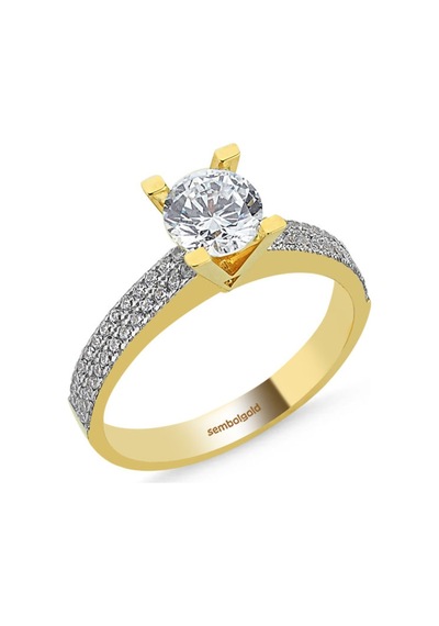Altın Tektaş Yüzük Swarovski Taşlı 285832648
